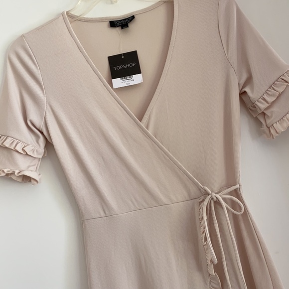 Top Shop Cream Wrap Dress - Picture 3 of 3